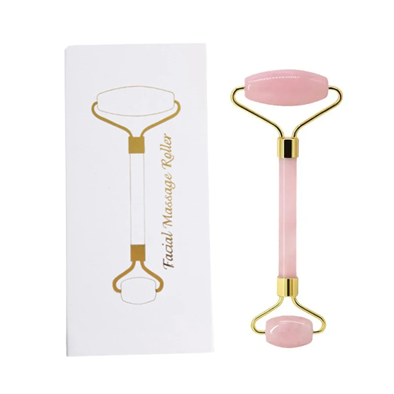 100% Natural Rose Quartz Roller Gua Sha Set