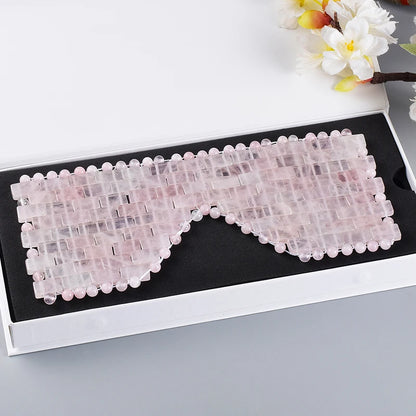 Natural Rose Quartz Eye Mask Massager Jade Relax Sleep Massage Tools Care Stone Face Cooling