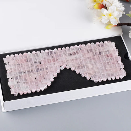 Natural Rose Quartz Eye Mask Massager Jade Relax Sleep Massage Tools Care Stone Face Cooling