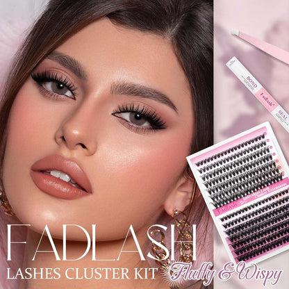 Lash Clusters Kit DIY Eyelash Extension Kit 240Pcs 30D+40D Eyelash Clusters D Curl with Lash Bond and Seal Lash Tweezer Individual Lashes Kit (30D+40D-8-16Mm, Kit)