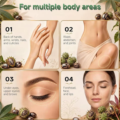 60Ml Nourishes Moisturizing Natural Cold Pressed Roll on Frankincense Castor Oil with Rose Quartz Roller for Skin Hair & Scalp