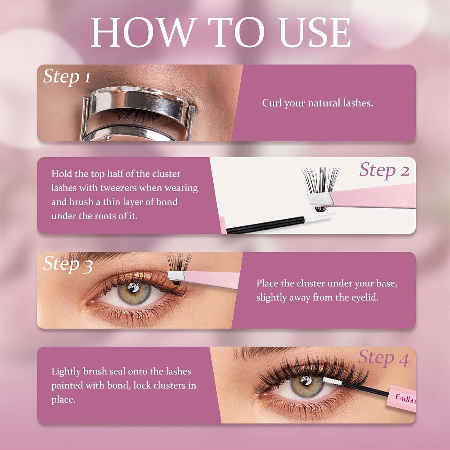 Lash Clusters Kit DIY Eyelash Extension Kit 240Pcs 30D+40D Eyelash Clusters D Curl with Lash Bond and Seal Lash Tweezer Individual Lashes Kit (30D+40D-8-16Mm, Kit)