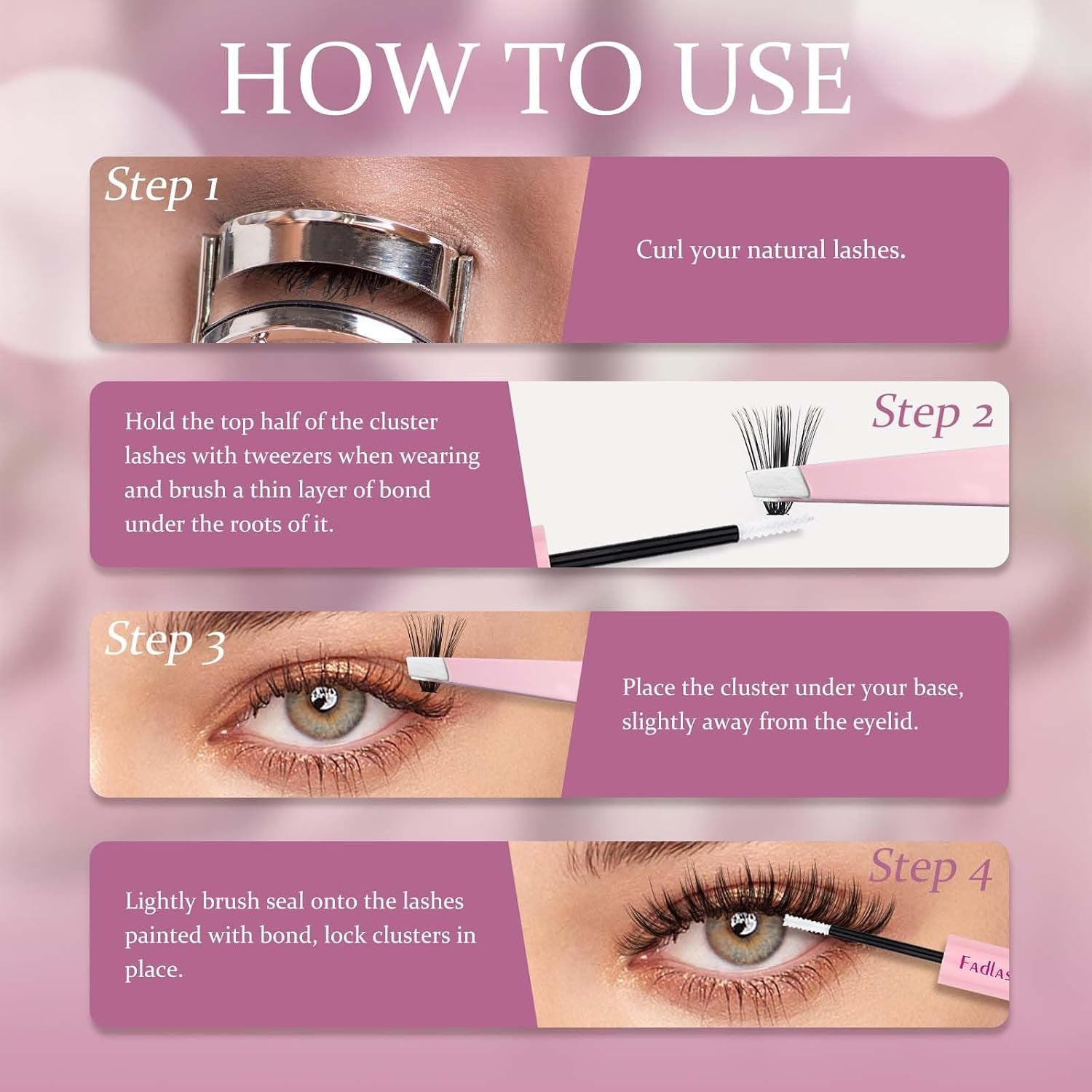 Lash Clusters Kit DIY Eyelash Extension Kit 240Pcs 30D+40D Eyelash Clusters D Curl with Lash Bond and Seal Lash Tweezer Individual Lashes Kit (30D+40D-8-16Mm, Kit)