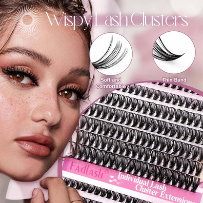 Lash Clusters Kit DIY Eyelash Extension Kit 240Pcs 30D+40D Eyelash Clusters D Curl with Lash Bond and Seal Lash Tweezer Individual Lashes Kit (30D+40D-8-16Mm, Kit)