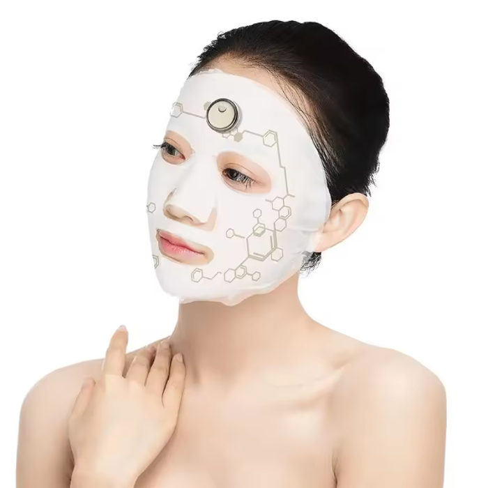 EMS microcurrent beauty mask in use