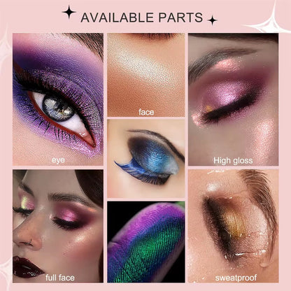 12-Color Chameleon Glitter Eyeshadow Palette – Long-Lasting, Pearlescent Shimmer for Dazzling, Color-Shifting Eye Makeup